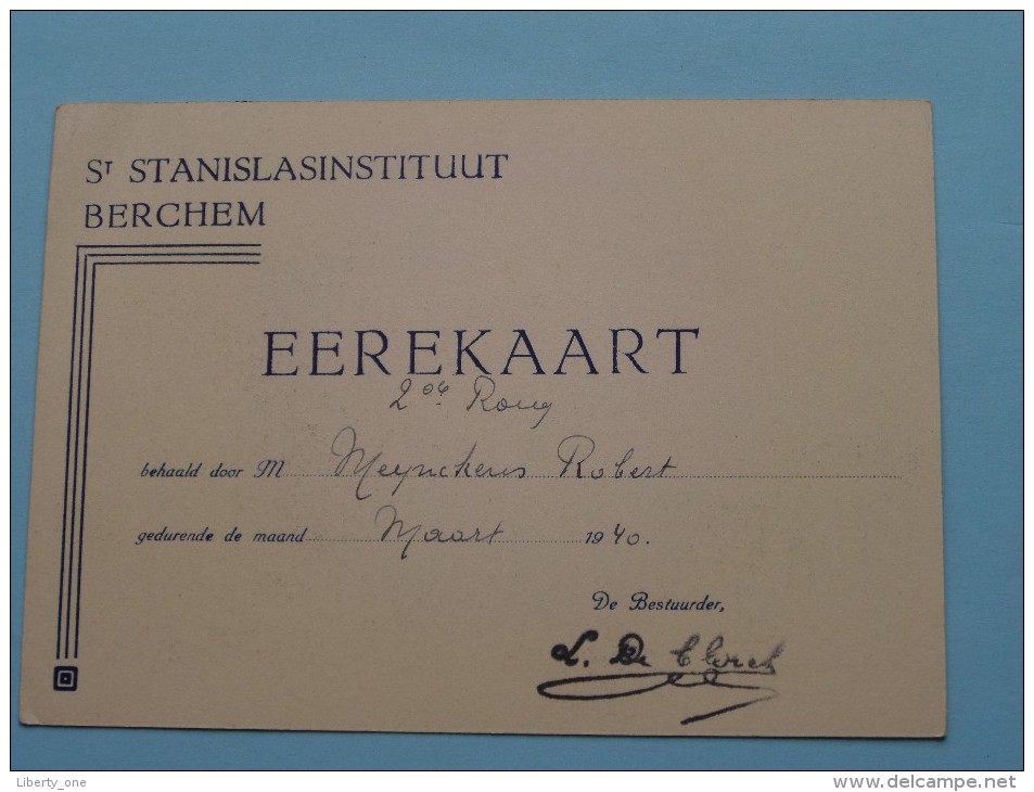 EREKAART - St. STANISLASINSTITUUT Berchem ( Meynckens ) Anno 1940 ( Gent / Zie Foto Voor Details ) !! - Ecoles