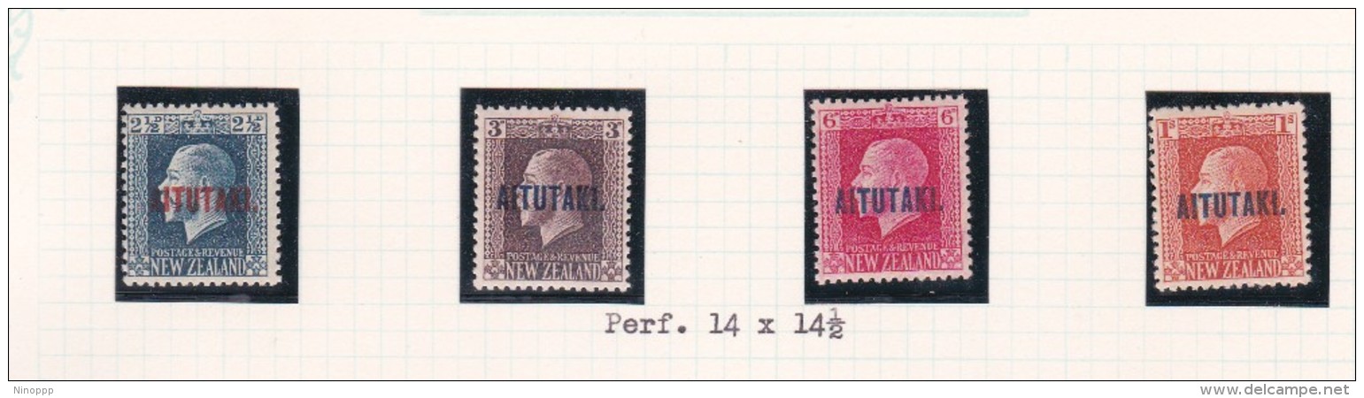 Cook Islands -Aitutaki SG 15-18 1917-18 Definitives Perf 14x14.5 Mint Light Hinged - Cook Islands