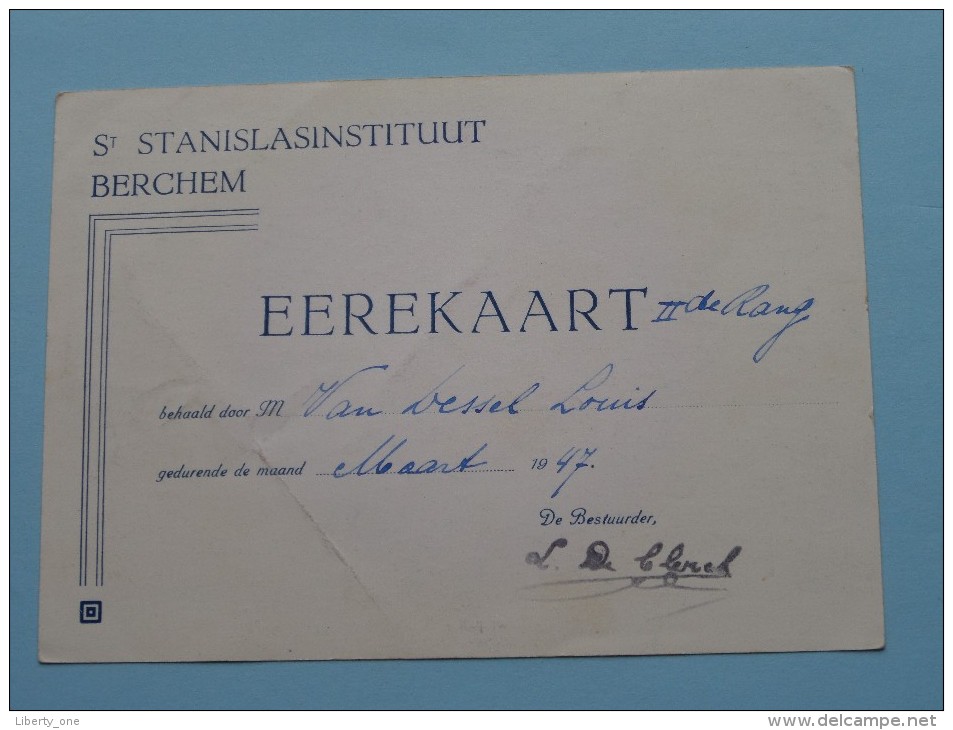 EREKAART - St. STANISLASINSTITUUT Berchem ( Van Dessel ) Anno 1947 ( Antwerpen / Zie Foto Voor Details ) !! - Ecoles