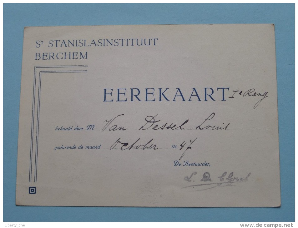 EREKAART - St. STANISLASINSTITUUT Berchem ( Van Dessel ) Anno 1947 ( Antwerpen / Zie Foto Voor Details ) !! - Ecoles