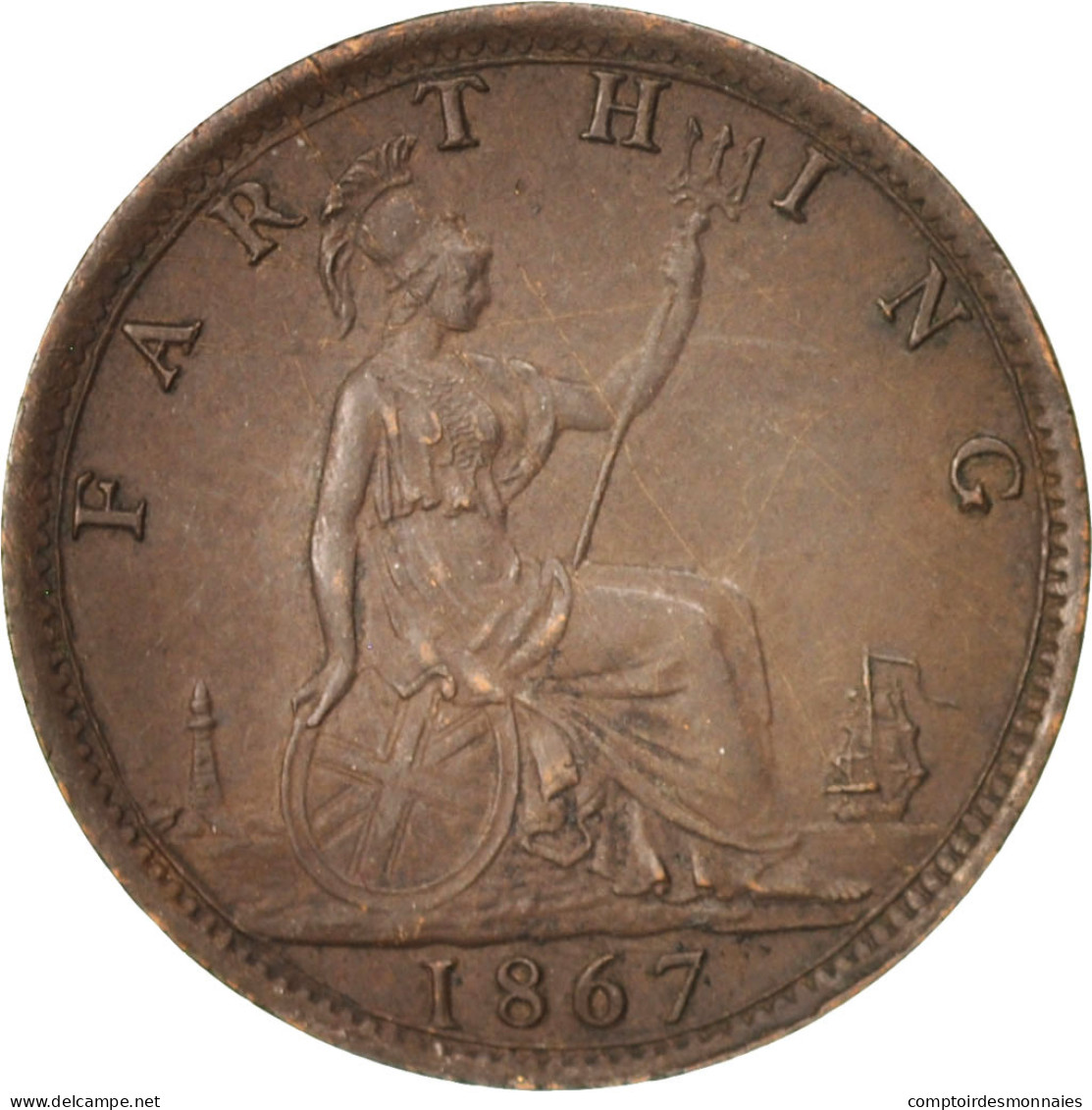 Monnaie, Grande-Bretagne, Victoria, Farthing, 1867, TTB+, Bronze, KM:747.2 - B. 1 Farthing