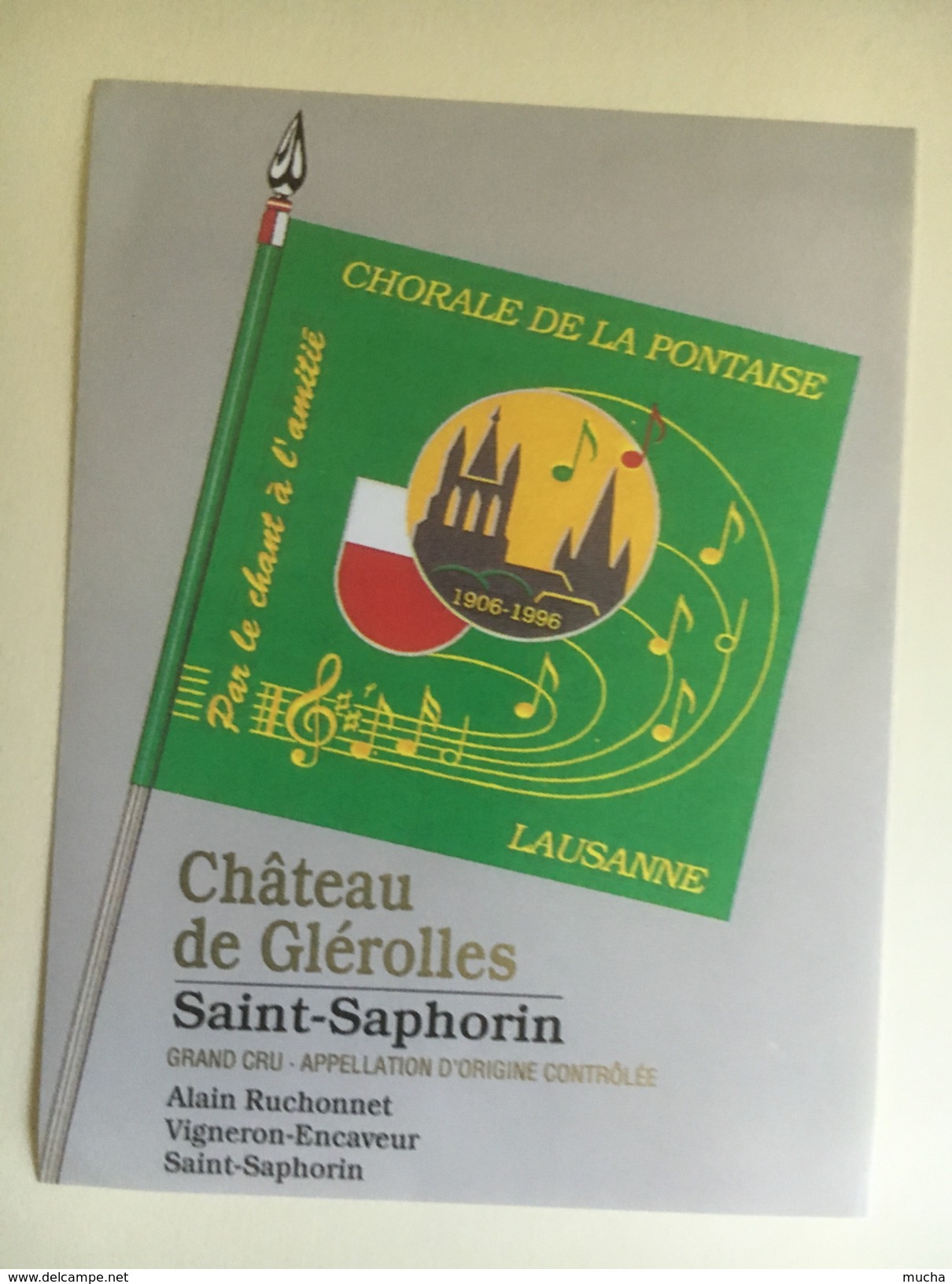 1293- Suisse Vaud St-Saphorin Château De Glérolles Chorale De La Pontaise Lausanne 1906-1996 - Musique