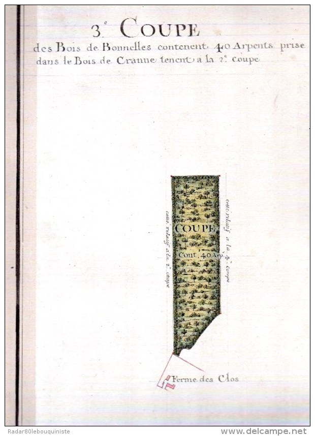 4 Aquerelles Originales 18e Siècle Des Bois De Bonnelle,bois De Cranne,ferme Du Clos.yvelines (78) 405 X 245 Mm. - Acquarelli