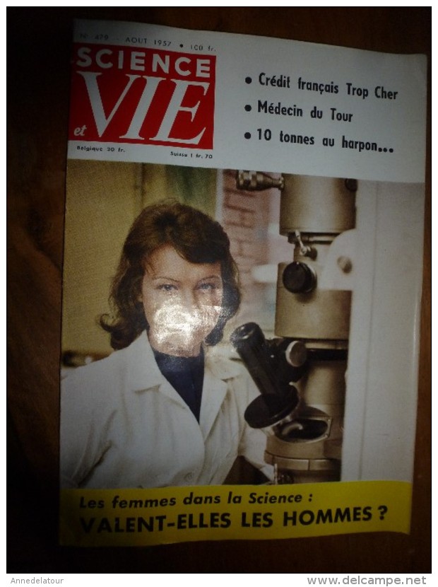 1957 SCIENCE Et VIE N° 479 :Titre Suivant  SOMMAIRE En 2e Photo : Cachalots;La Durance;Vinci;Prof Boumerang; Etc - Science