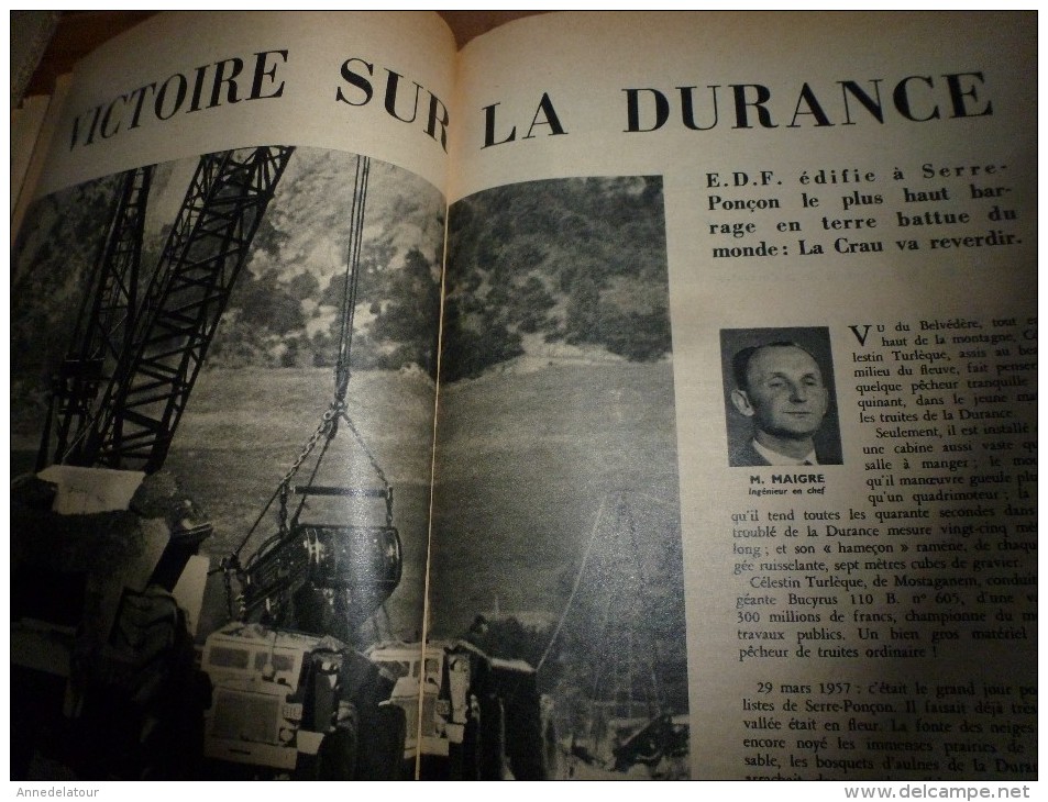 1957 SCIENCE et VIE n° 479 :Titre suivant  SOMMAIRE en 2e photo : Cachalots;La Durance;Vinci;Prof boumerang; etc