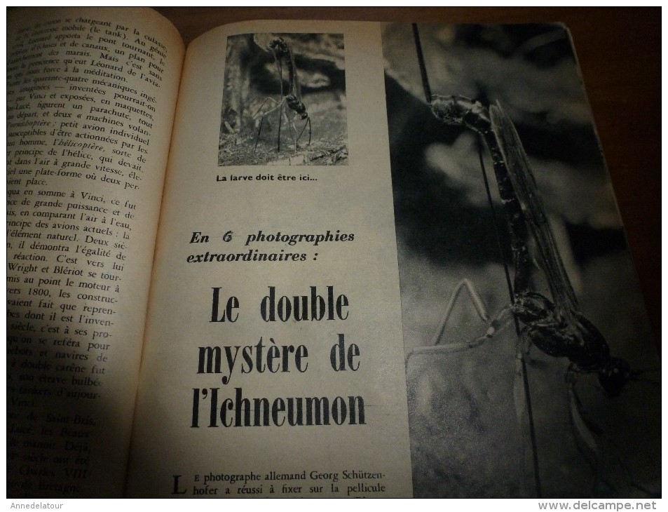 1957 SCIENCE et VIE n° 479 :Titre suivant  SOMMAIRE en 2e photo : Cachalots;La Durance;Vinci;Prof boumerang; etc