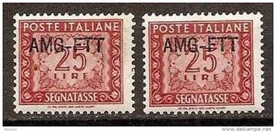 1949 Italia Italy Trieste A SEGNATASSE  POSTAGE DUE 25 Lire Rosso (x2) MNH** - Taxe