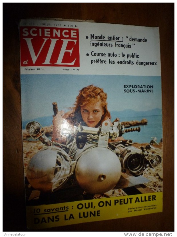 1957 SCIENCE Et VIE N° 478 :Titre Suivant  SOMMAIRE En 2e Photo : Couse Auto;Ingénieurs Fr.;Pour La LUNE;Diabète..etc - Ciencia