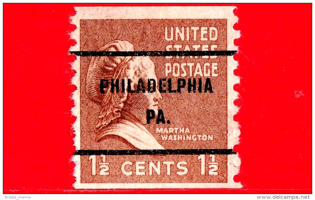 USA - STATI UNITI - Usato - 1938 - Martha Washington - Philadelphia PA - 1 1/2 - Preobliterati