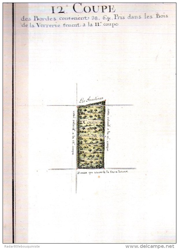 8 aquarelles originales 18e siècle des BORDES,Ferme de la verrerie.Yvelines (78) 405 X 245 mm.