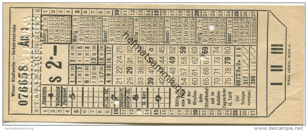 Wiener Stadtwerke - Verkehrsbetriebe - Fahrschein S 2.- - Lochung Ungiltig - Europe