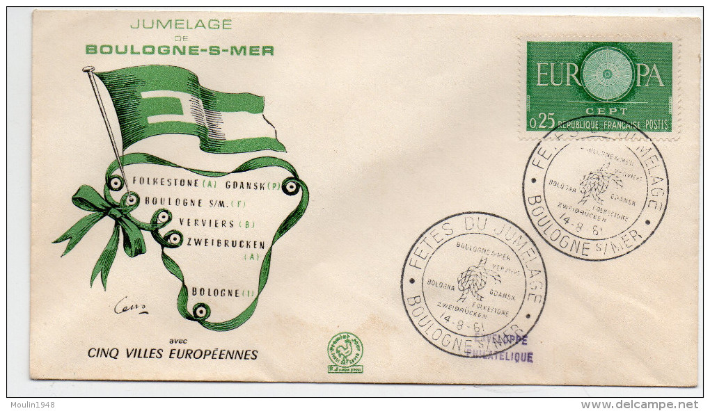 F. D. C. FRANCE  Fete Du Jumelage Boulogne Sur Mer  14/8/1961 Y.T. N° 1267 Europa 1960 - 1960-1969