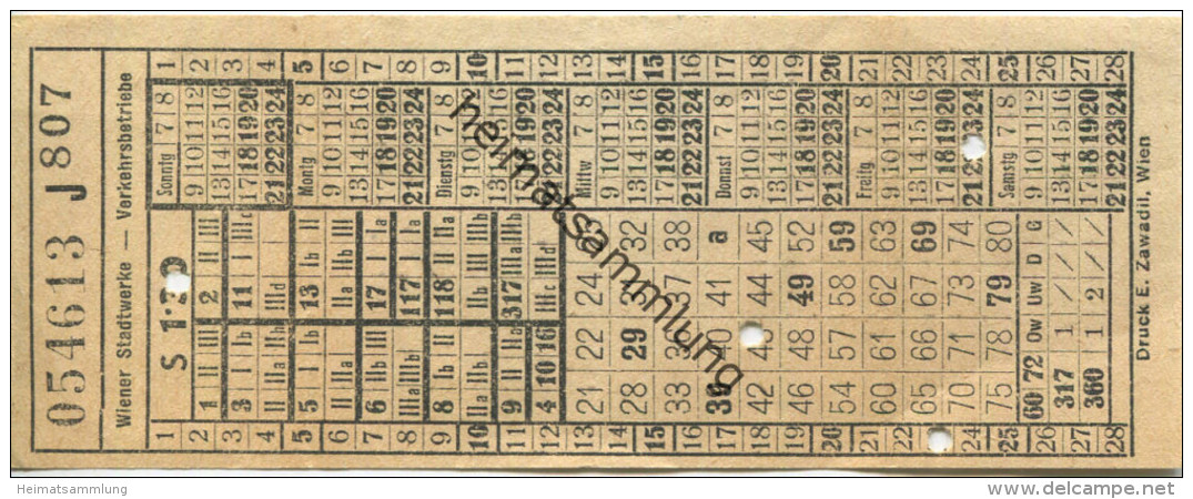 Wiener Stadtwerke - Verkehrsbetriebe - Fahrschein S 1.30 - Europe