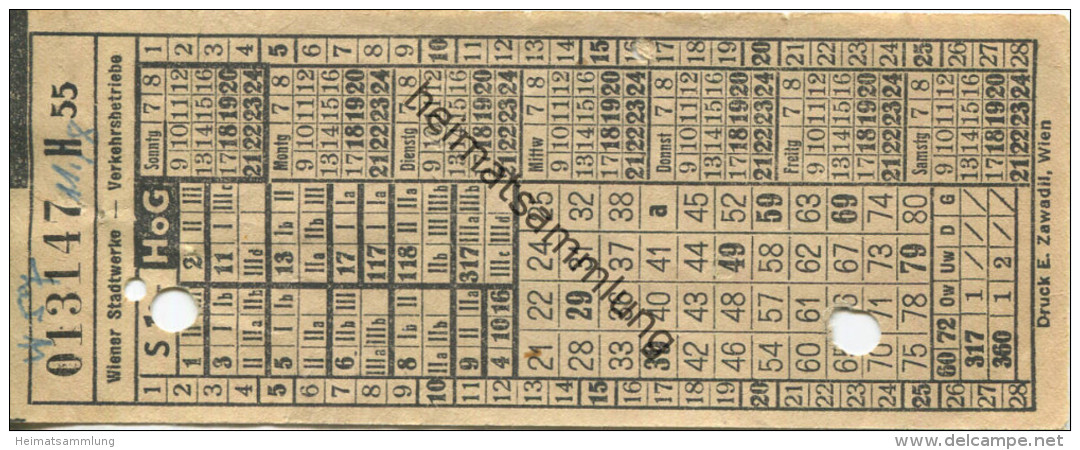 Wiener Stadtwerke - Verkehrsbetriebe - Fahrschein S. 1.- - Europe