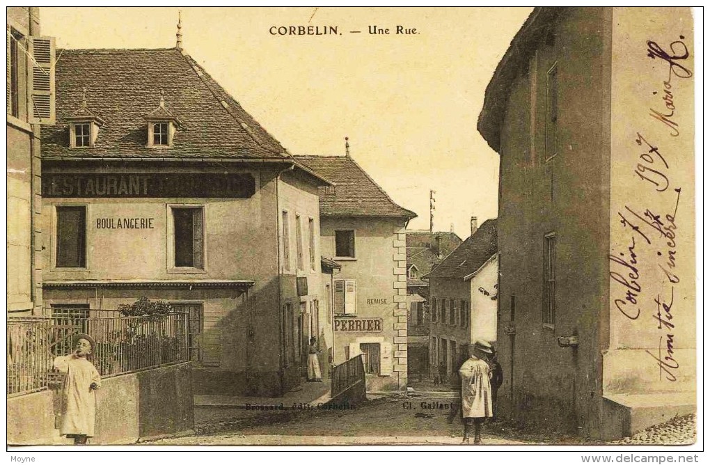 11451 -  Isére  -  CORBELIN :  UNE RUE  LA BOULANGERIE   Circulée En 1907 - Corbelin