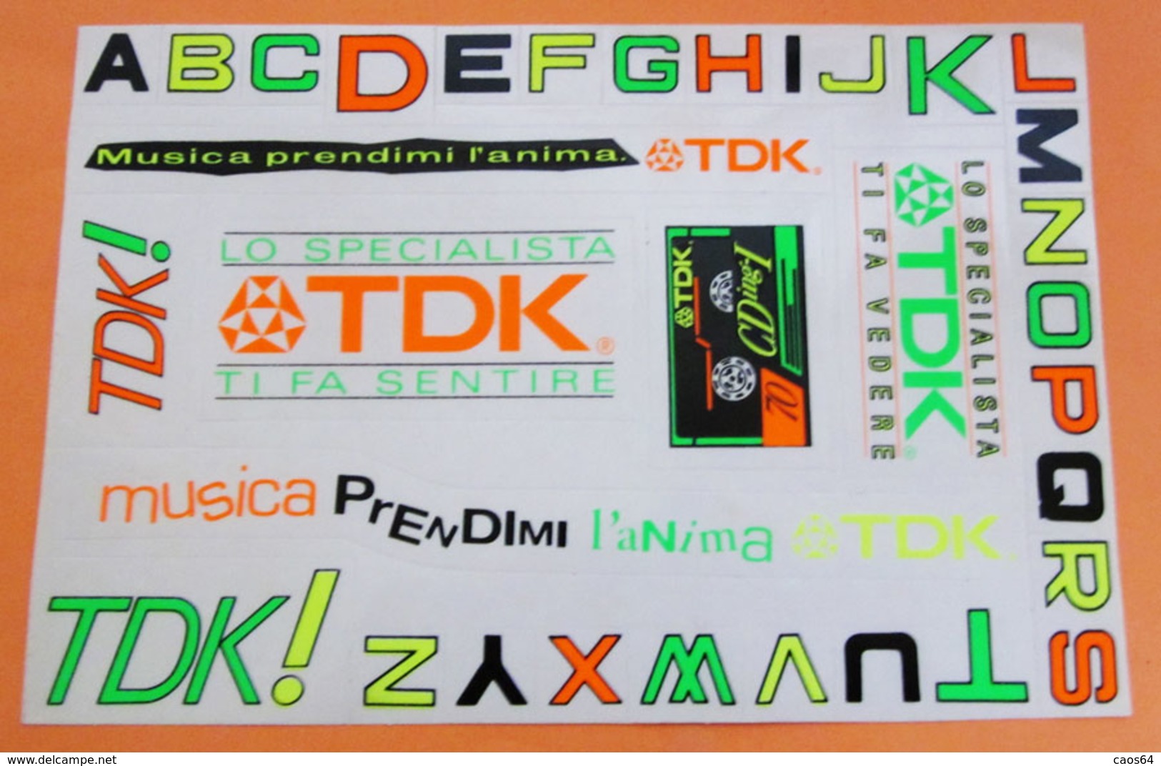 TDK FOGLIO CON DIVERSI ADESIVI STICKERS 23 X 15,5 CM. - Autocollants