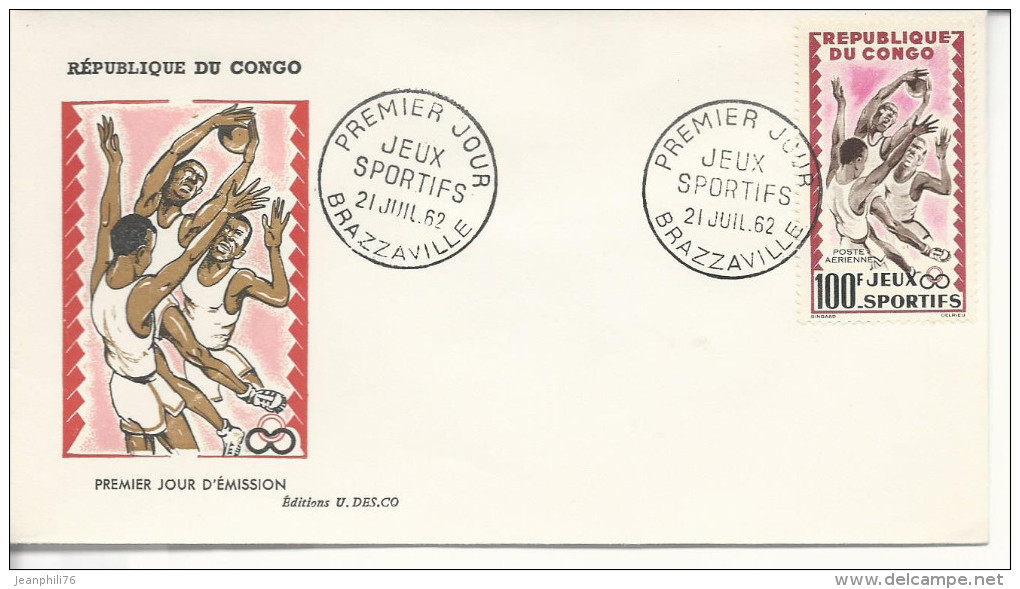 Premier Jour  Jeux Sportifs 21 Juil. 1962 Brazzaville N°A7 - FDC