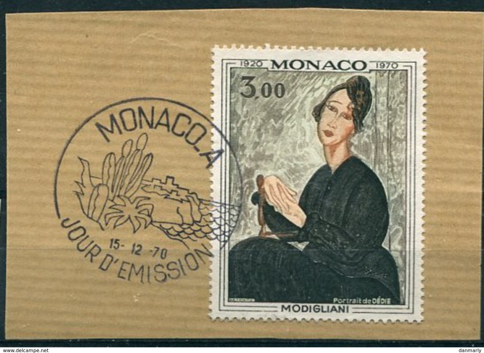 MONACO : Y&T (o)  N°  843 "Portrait De Dédie " Sur Fragment Avec Cachet 1er Jour - Usados