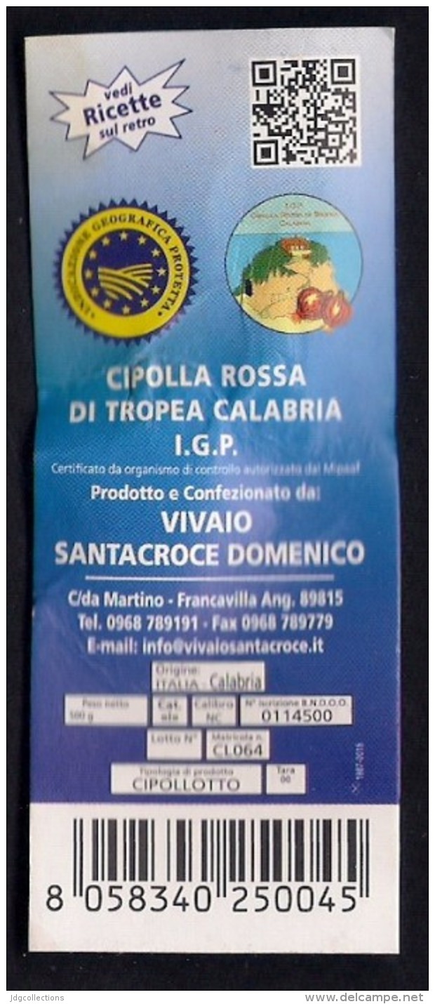 # CIPOLLA ROSSA DI TROPEA Italy Tag Balise Etiqueta Anhänger Cartellino Oignon Zwiebel Onion Legume Gemuse Vegetables - Fruits & Vegetables