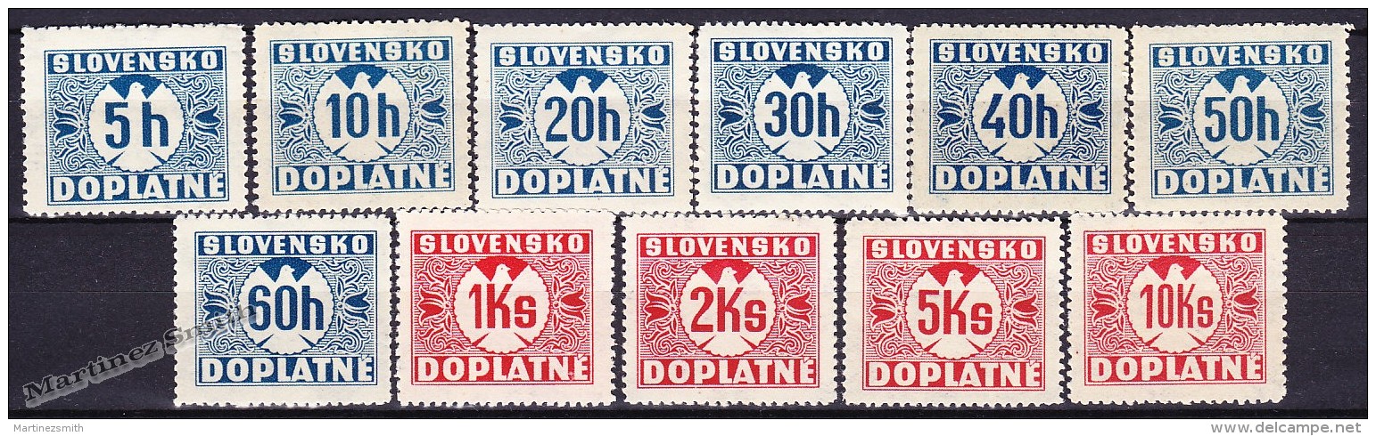 Slovakia - Slovaquie 1939 Tax Stamps/ Timbres Taxe, Yvert 15-25 - MNH - Nuovi