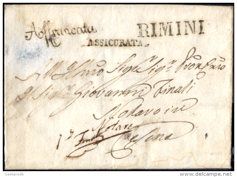 Rimini-3 - Piego Con Testo Del 2 Ottobre 1836 - Reca Due Interessanti Bolli Postali - - 1. ...-1850 Prefilatelia