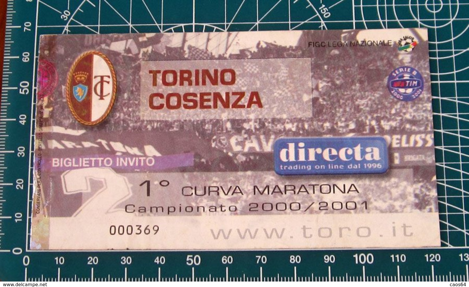Calcio Ticket BIGLIETTO TORINO - COSENZA 2000-2001 - Tickets & Toegangskaarten