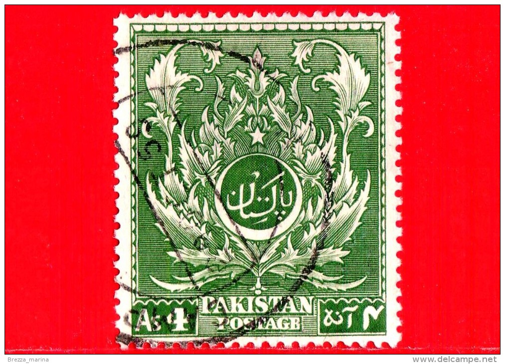 PAKISTAN - Usato - 1951 - Giorno Dell´Indipendenza - Insegne - Akanthus-ornament - 4 - Pakistan