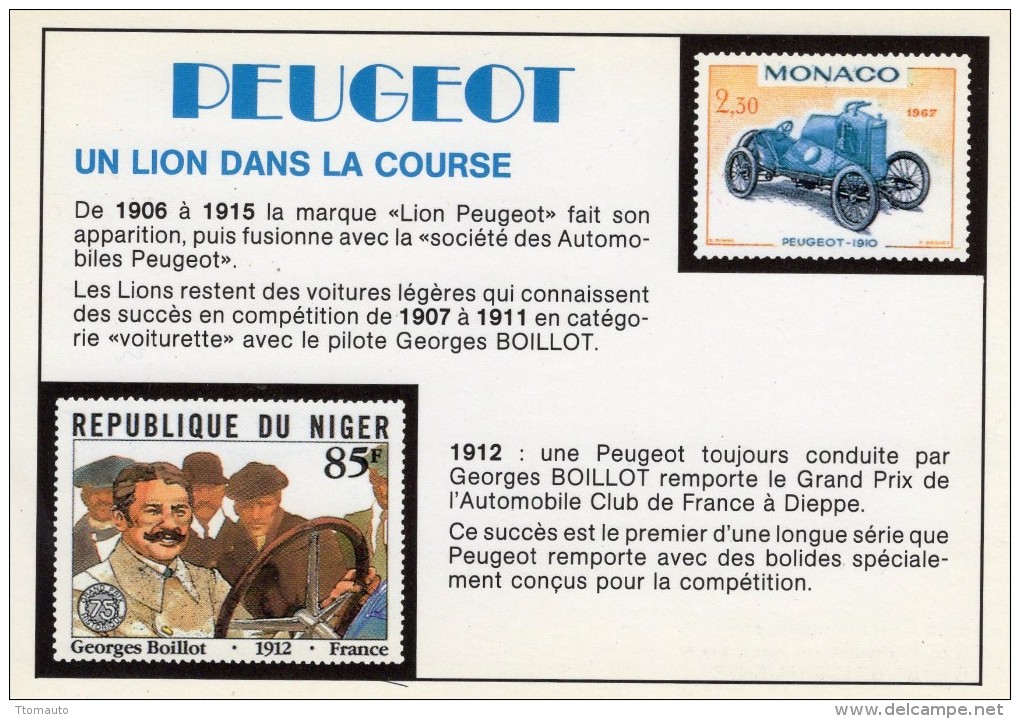 Peugeot  -  Un Lion Dans La Course  -  Georges Boillot    -  CPM - Grand Prix / F1