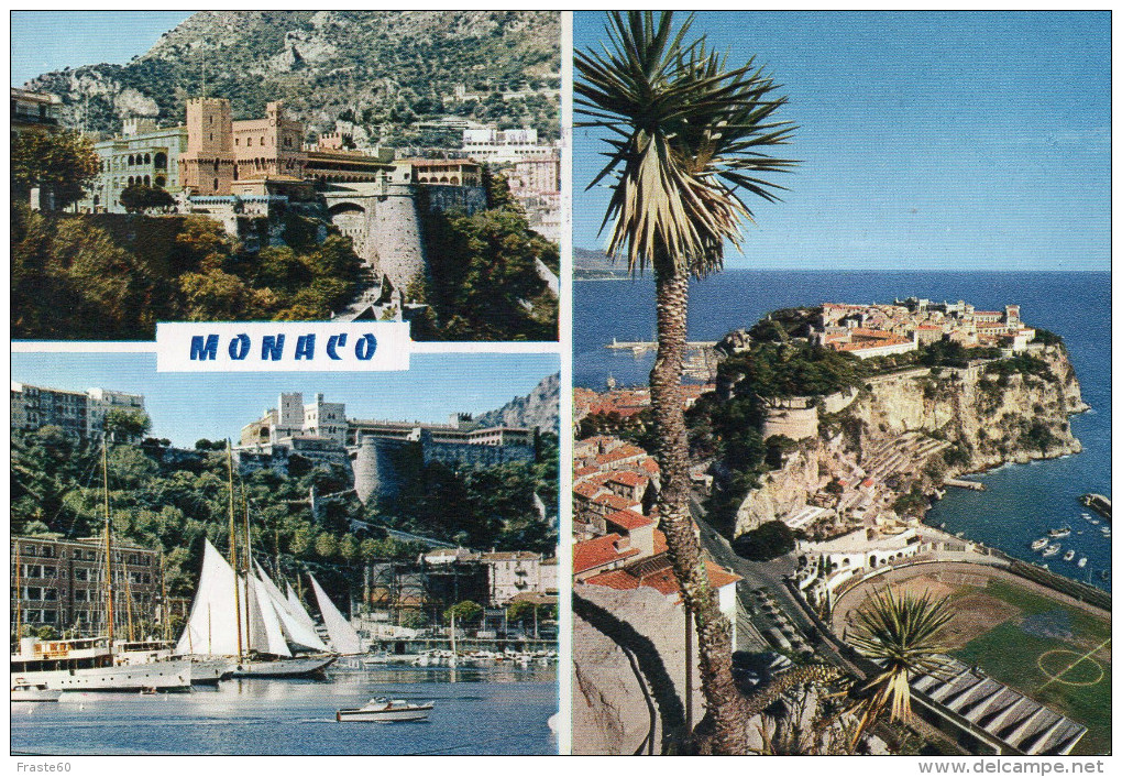 Souvenir De Monaco - Multivues - Beaux Timbres (2 Scans) - Panoramic Views