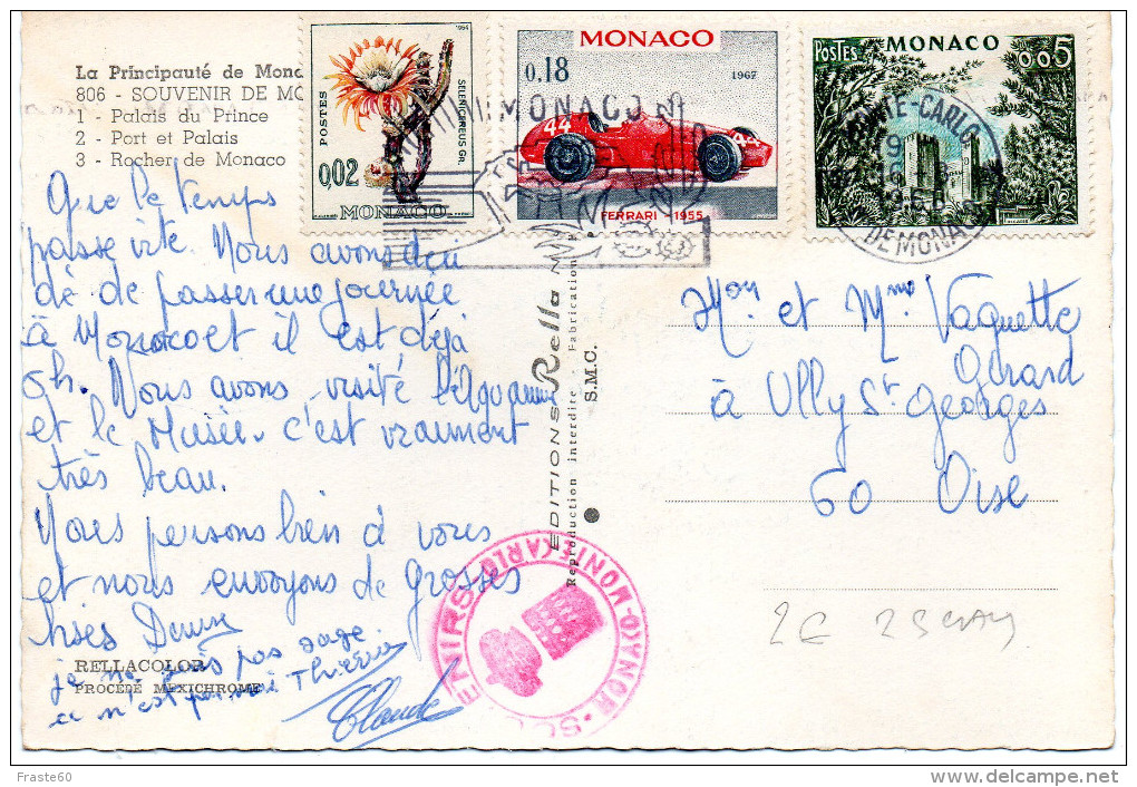 Souvenir De Monaco - Multivues - Beaux Timbres (2 Scans) - Panoramic Views