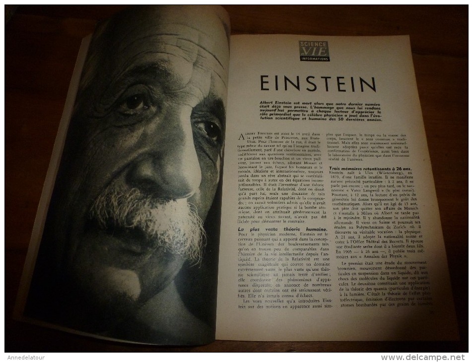 1955 SCIENCE Et VIE N° 453:Titres :voir SOMMAIRE  2e Photo :EINSTEIN; Jeu D' ECHEC; Atome; Plus De Vie; Etc - Science