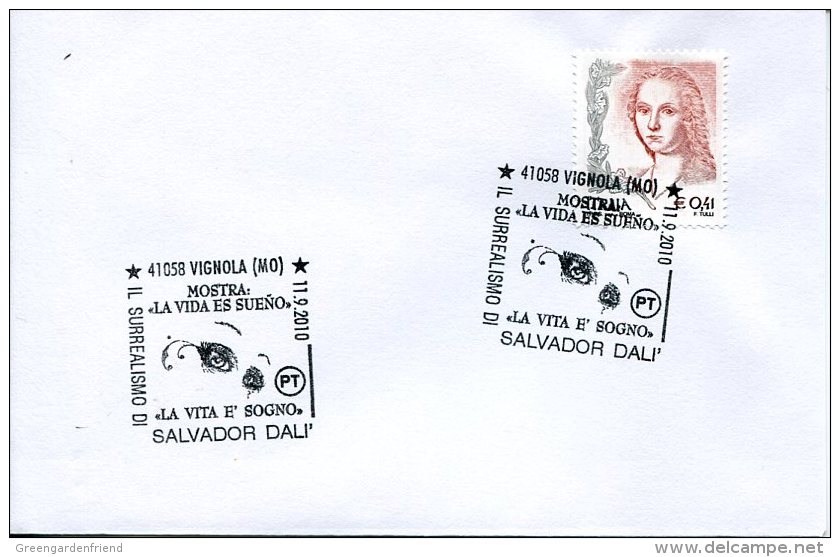 11552 Italia, Special Postmark 2010 Vignola    Surrealism Of Salvador Dali - Autres & Non Classés