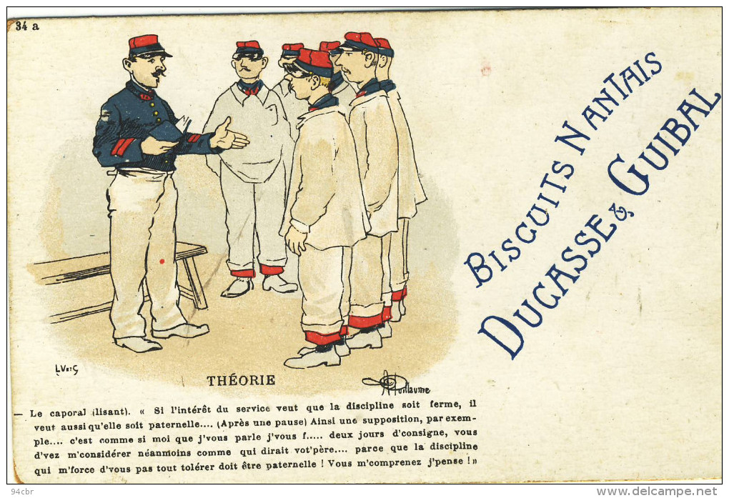 CPA (militaria Humoristique) THEORIE  (illustrateur Guillaume)pub Biscuits Nantais Ducasse Et Guibal - Guillaume