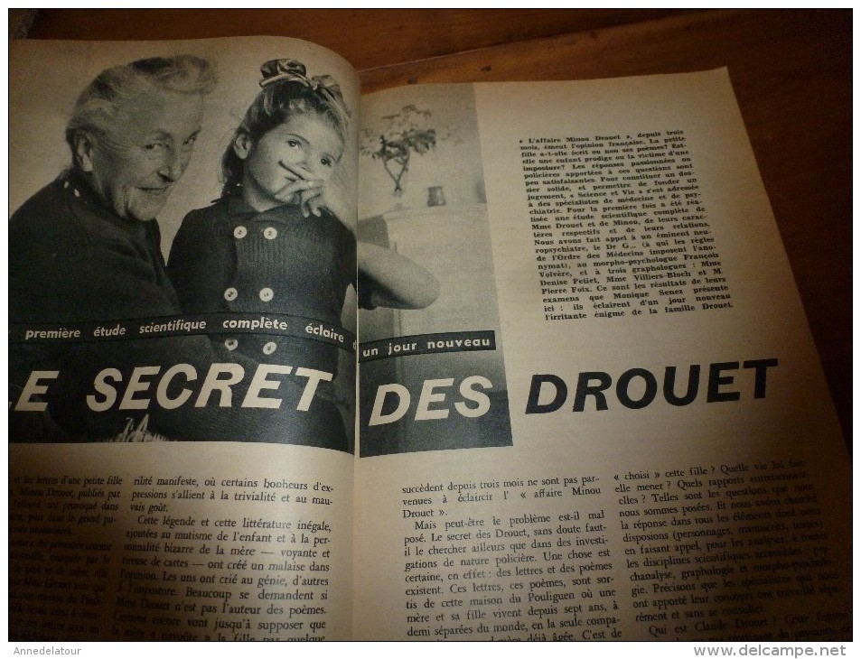 1956 SCIENCE Et VIE N° 461: SOMMAIRE En  2e Photo :Minou Drouet-secrets;Avion-sousmarin;ANTIPROTON;Bouddhas Géants..etc - Ciencia