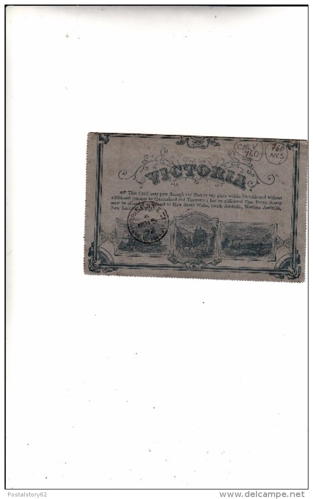 Letter Card, Melbourne To Brisbane 1892 Con Contenuto - Covers & Documents