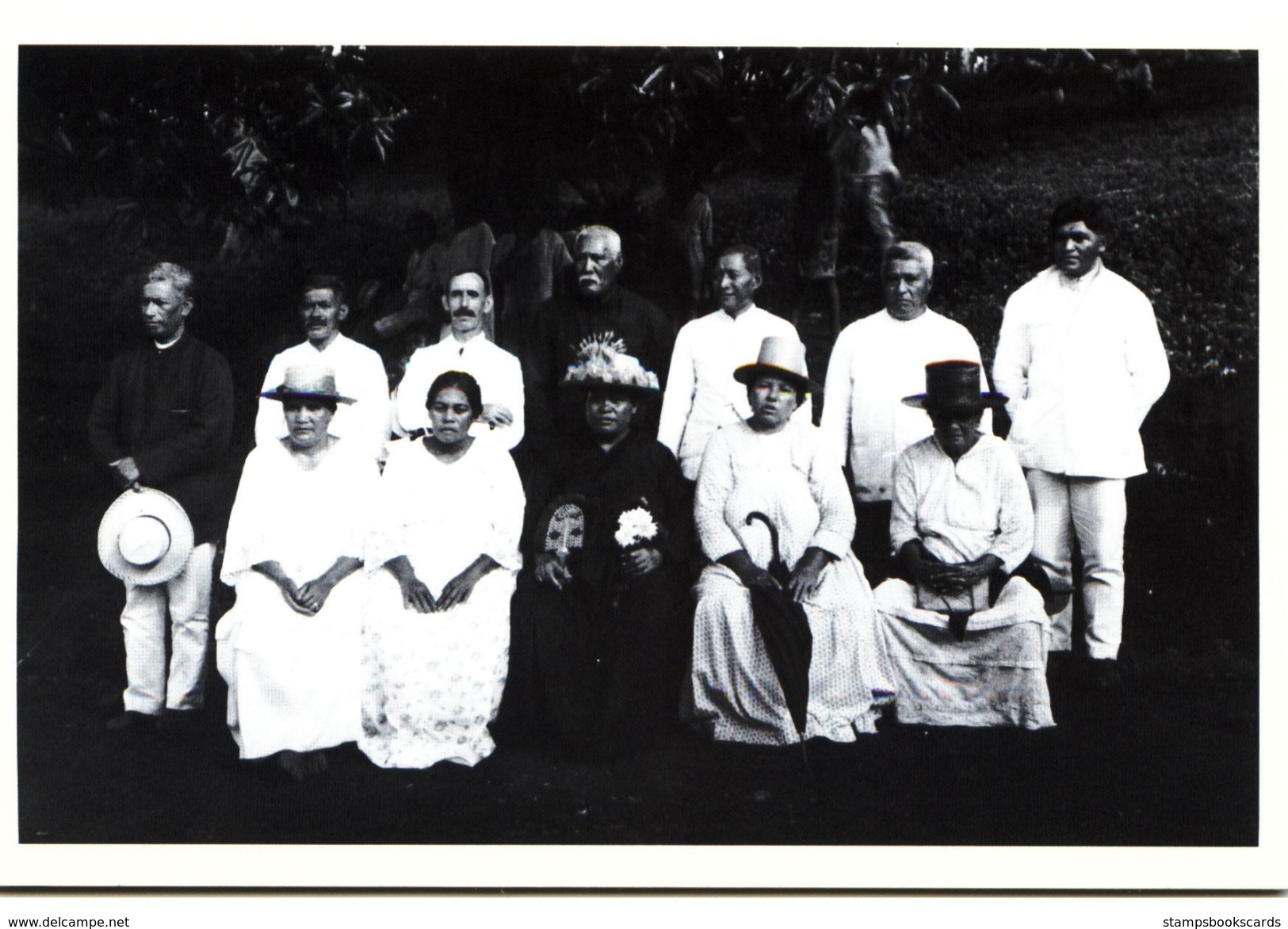 Aitutaki Pastors And Their Wives Cook Islands South Seas 1921 Modern Unused Card - Ozeanien