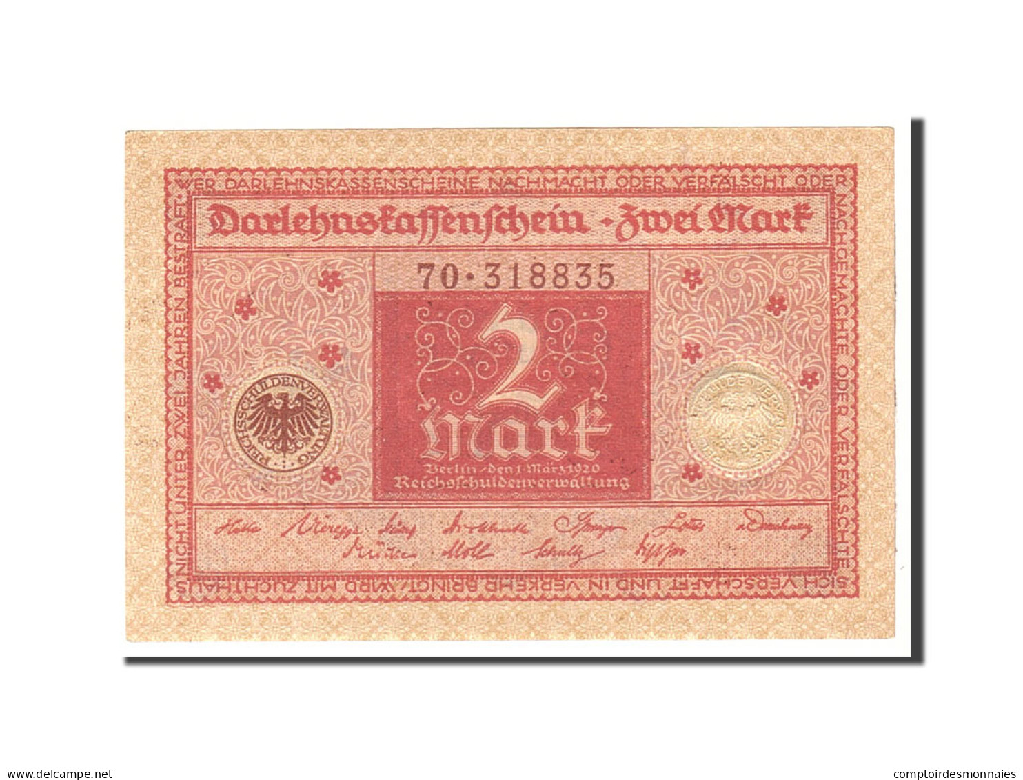 Billet, Allemagne, 2 Mark, 1920, 1920-03-01, KM:59, SUP - [13] Bundeskassenschein