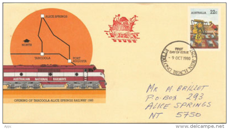 Australie. Ouverture Ligne Tarcoola_Alice Springs. Northern-Territory. L'alignement De La Voie Ferrée,Entier-postal - Ganzsachen