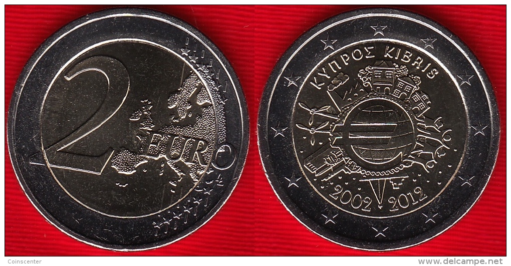 Cyprus 2 Euro 2012 "TYE - Ten Years Of Euro" BiMetallic UNC - Zypern