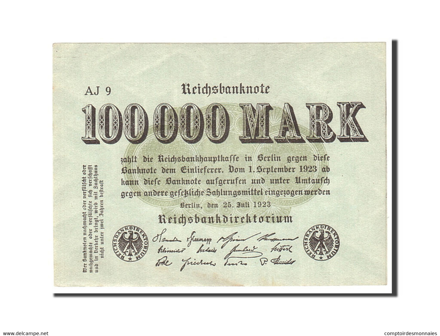 Billet, Allemagne, 100,000 Mark, 1923, 1923-07-25, KM:91a, SPL - 100.000 Mark
