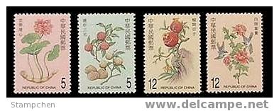 Taiwan 2001 Auspicious Stamps Flower Lotus Orchid Fruit Peony Pomegranate Longan Lichee Walnut Bird Bulbul - Ungebraucht