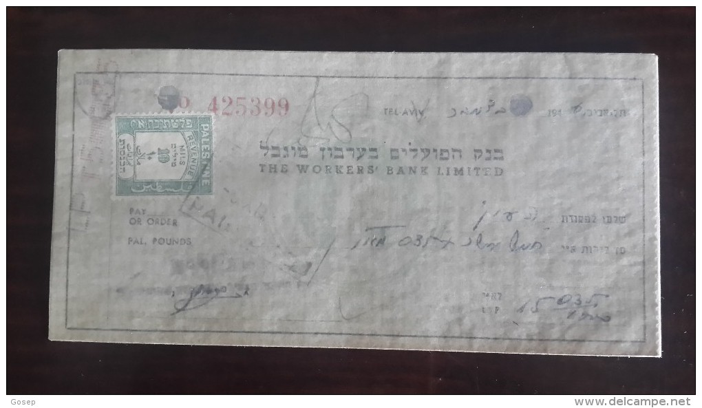 Israel-the Workers Bank Limited-(number Chek-425399)-(15.03lirot)-1946 - Israel