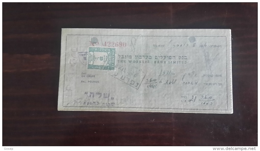 Israel-the Workers Bank Limited-(number Chek-422690)-(21.36lirot)-1946-(shua) - Israel