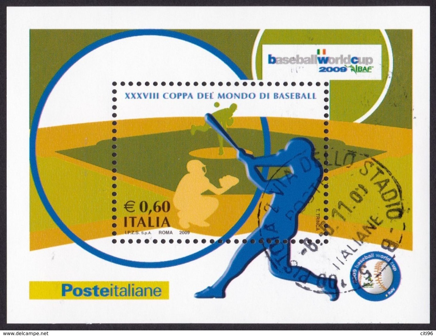 ITALIA Repubblica Coppa Del Mondo Di Baseball Anno 2009 Usato - 2001-10: Used