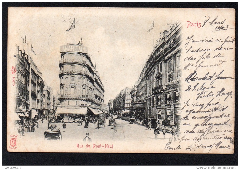 75 PARIS RUE DU PONT NEUF ANIMEE SAMARITAINE CARTE PRECURSEUR - Autres & Non Classés