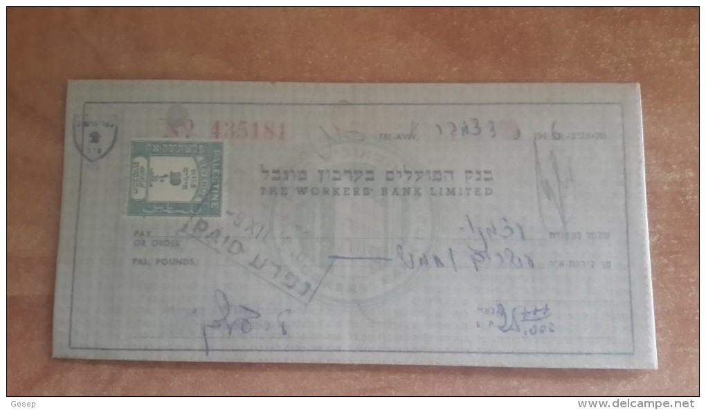 Israel-the Workers Bank Limited-(number Chek-435181)-(25lirot)-1946 - Israël