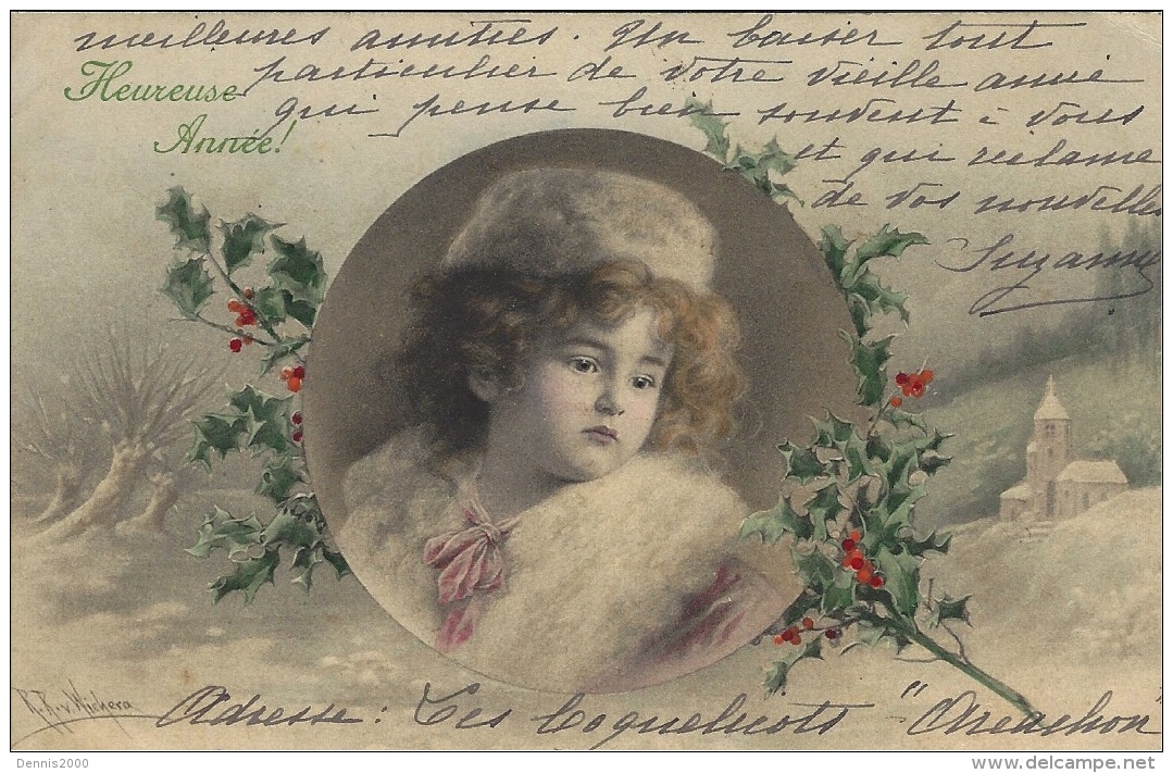 WICHERA - Portrait D'une Petite Fille - M.M. VIENNE  N°390-colorisée - Wichera