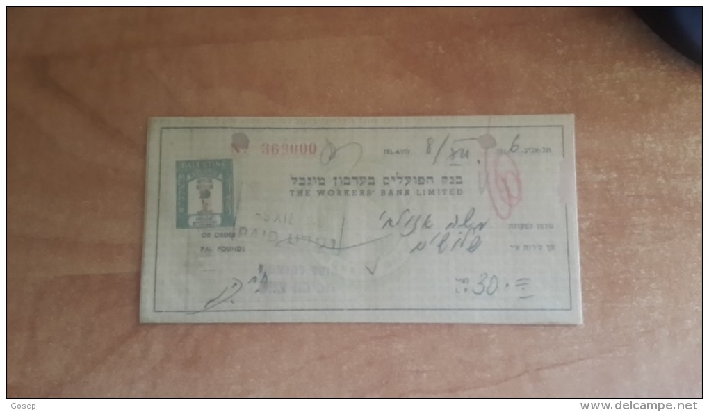 Israel-the Workers Bank Limited-(number Chek-369000)-(30lirot)-1946-(not Very Good) - Israel