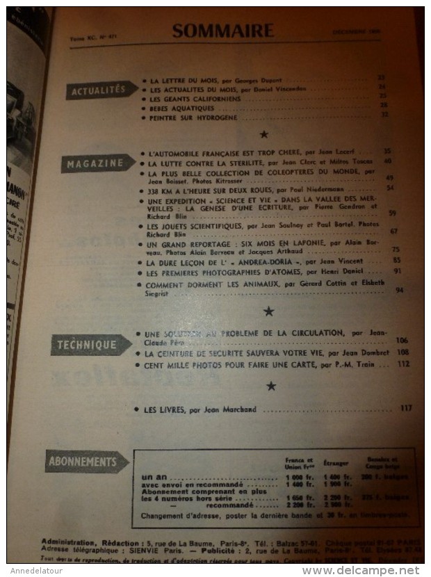 1956 SCIENCE Et VIE --->SOMMAIRE En  2e Photo  Et: La Plus Belle Collection De Coléoptères Du Monde; Jouets De 1956..etc - Ciencia