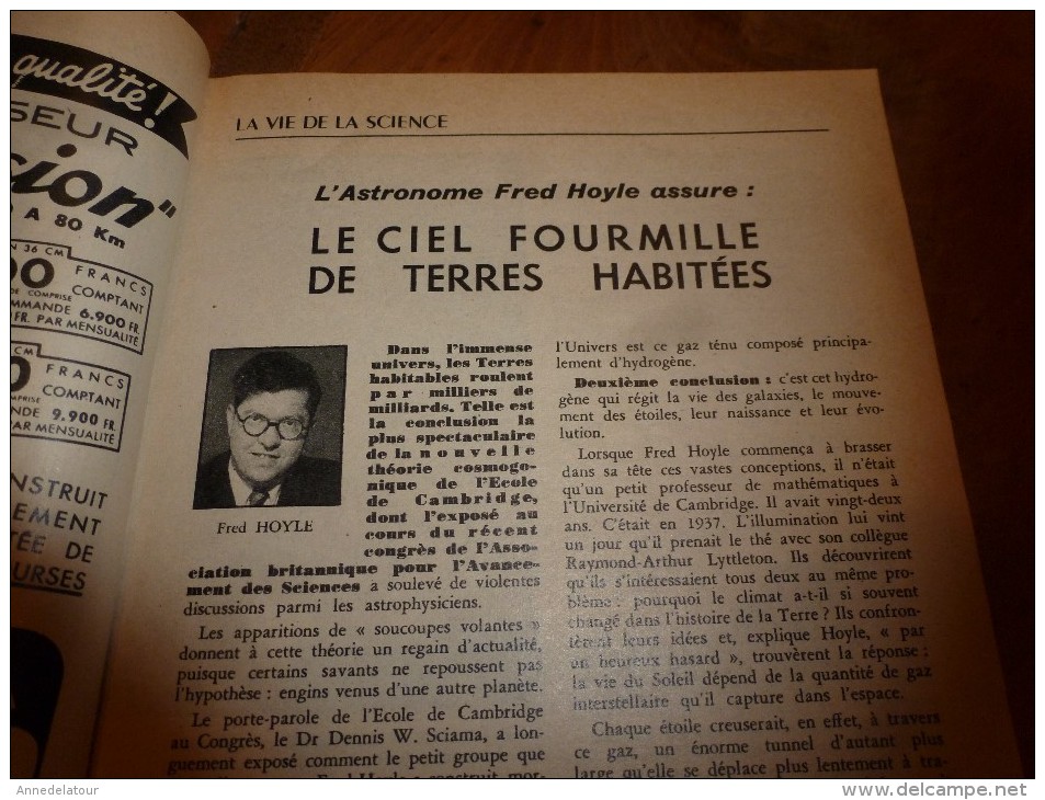 1954 SCIENCE Et VIE --->SOMMAIRE En  2e Photo  Et: Les JUIFS Noirs; Après La Catastrophe D'Orléanville; CARAVELLE..etc - Science